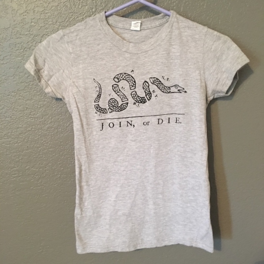 Join or Die Graphic Punk Tee Shirt